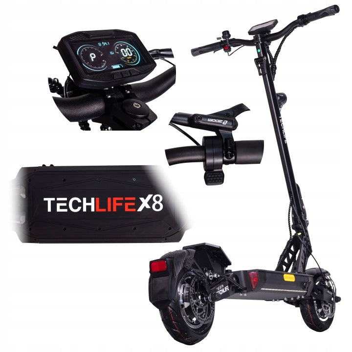 Techlife X8 V3 Off-Road Electric Scooter, 2 x 1000 W, 18 Ah 52 V