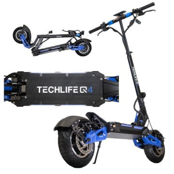 Techlife Q4 V2 Electric Scooter, Dual 1365 W, 75 km Range, VMAX Remote