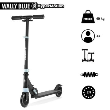 HyperMotion Wally Two-Wheel Kids' Scooter, Black and Blue