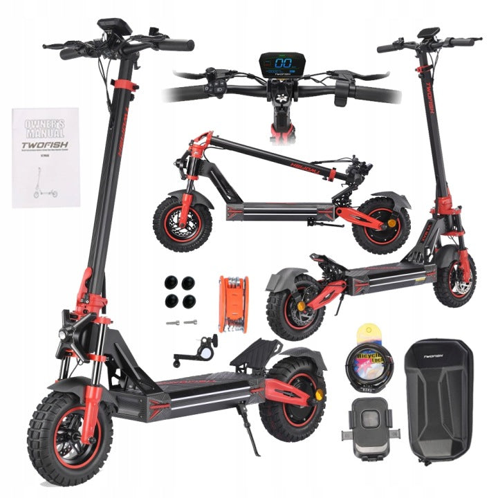 Twofish V4 Max Off-Road Electric Scooter, 1640 W, 52 V 23 Ah, 11-Inch Wheels